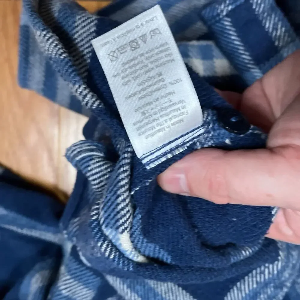 J.Crew Wallace & Barnes Heavyweight Flannel Plaid Shirt Small Blue White K2519